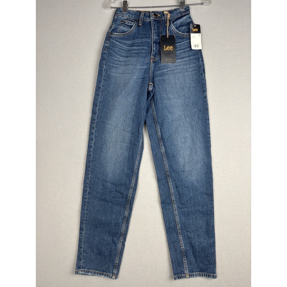 Lee Jeans Womens 24 Blue To The Max Small Batch Denim High Rise Tapered Stretch